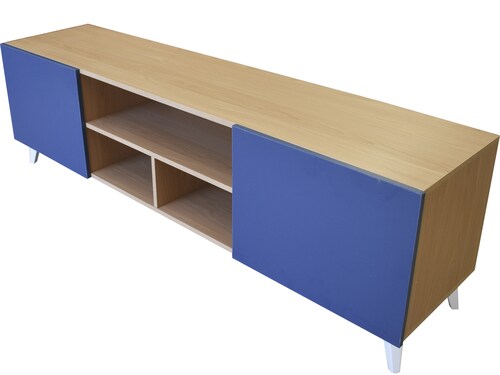  Mueble para TV de 80" Europa  Practico e Inteligente  Hogare Roble Azul