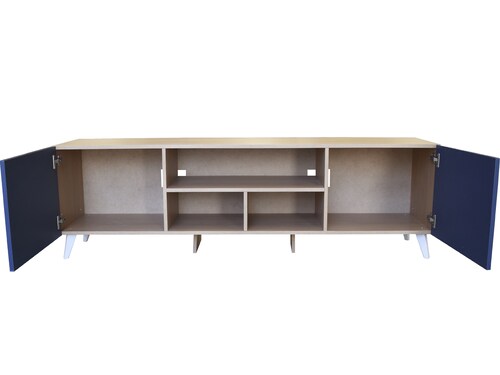  Mueble para TV de 80" Europa  Practico e Inteligente  Hogare Roble Azul