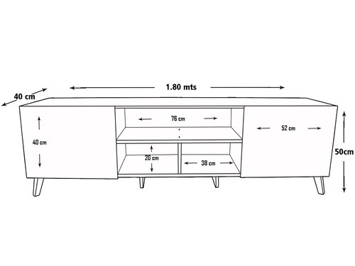  Mueble para TV de 80" Europa  Practico e Inteligente  Hogare Roble Azul