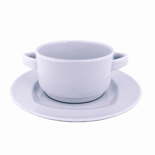 Juego De Tazón Consomé Con Asas +  Plato - Schonwald