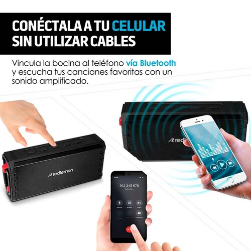Bocina Bluetooth De Uso Rudo Contra Agua Batería 24hrs Redlemon