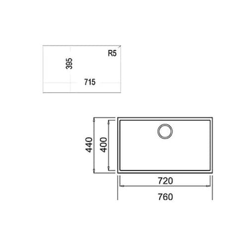 Tarja Sencilla Submontar Sencilla Teka SQUARE 72.40 TG SG 76 Cm (30 pulgadas)