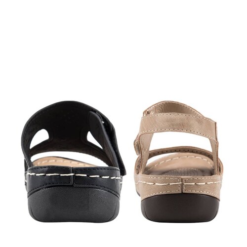 Kit de 2 pares de sandalias confort Shosh para mujer, colores negro y beige, mod. 829470