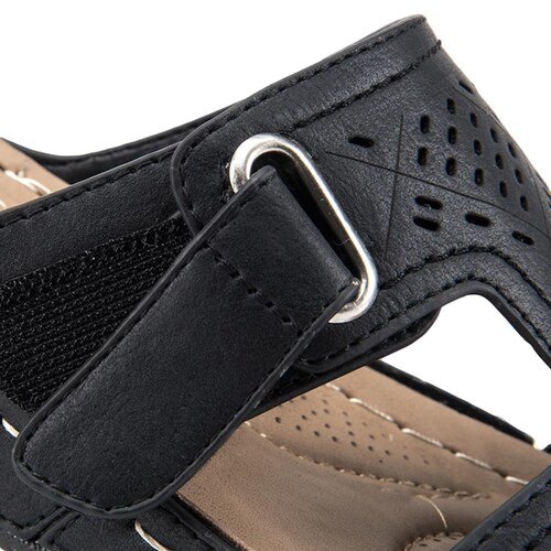 Kit de 2 pares de sandalias confort Shosh para mujer, colores negro y beige, mod. 829470