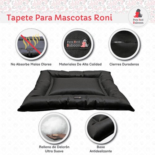Camita Para Perro Colchón Mascota Extra Grande Marca Pets Red Baboon Modelo Roni