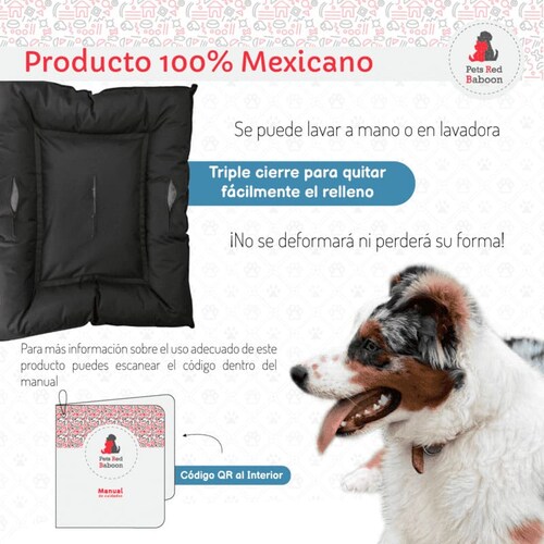 Camita Para Perro Colchón Mascota Extra Grande Marca Pets Red Baboon Modelo Roni