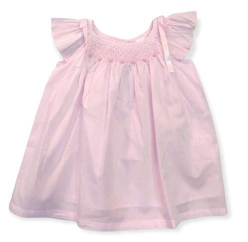 VESTIDO ROSA CON MOÑO Y FLORES