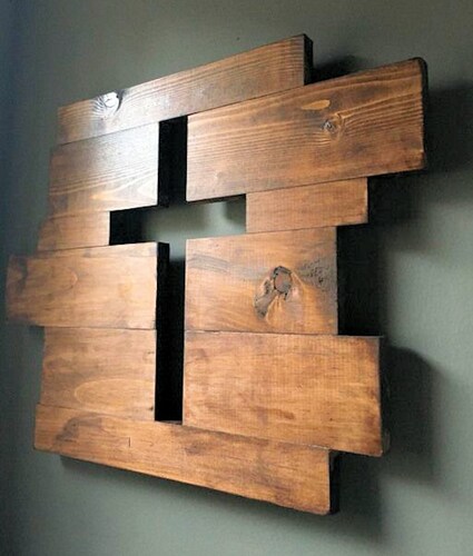 Cruz De Madera Tratada Estilo Vintage Cuadro Pared Artesanal Crucifijo Cristo Católica Jesús Virgen