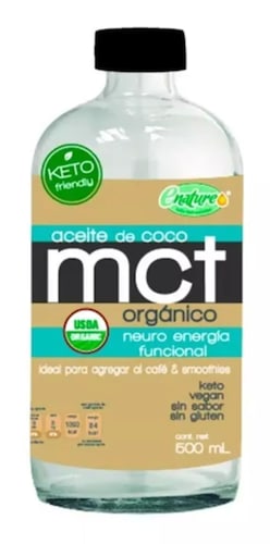 Aceite De Coco Organico Mct Enature Sin Sabor 500ml Keto