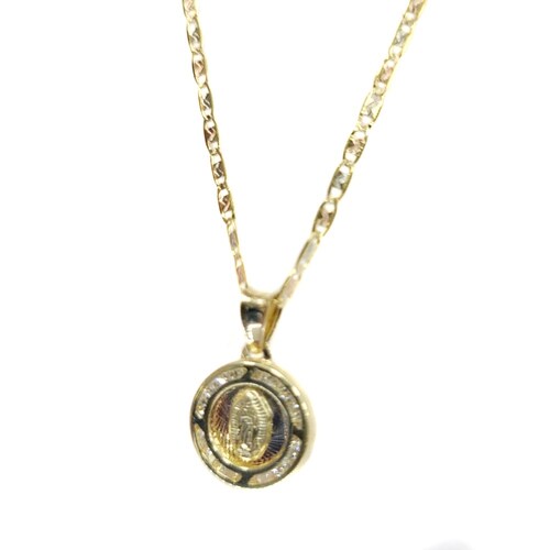 Set de Bautizo cadena y dije virgen oro 10k