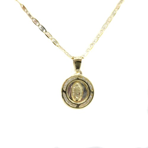Set de Bautizo cadena y dije virgen oro 10k