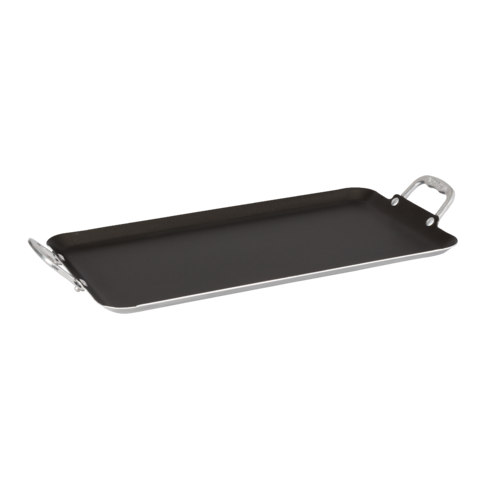 Plancha recta doble quemador Vasconia Básicos de Aluminio Color Gris con Duraflon de Alto Rendimiento