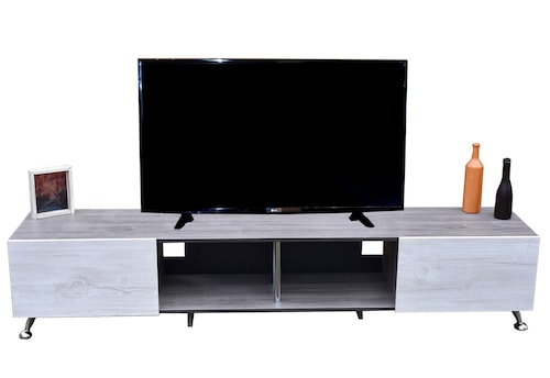  Mueble para TV de  77" London 1.80 mts  Elegante y Minimalista Hogare Gris Blanco 