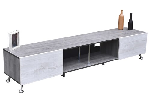  Mueble para TV de  77" London 1.80 mts  Elegante y Minimalista Hogare Gris Blanco 
