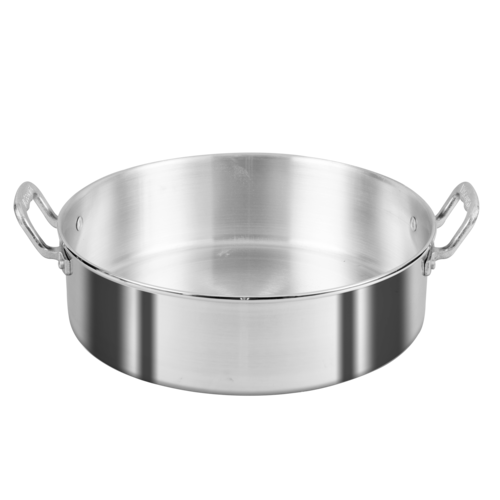 Arrocera de 34 cm. Vasconia Esencial de 2 Piezas de Aluminio Color Plateado Pulido con Tapa de Vidrio y Alta durabilidad