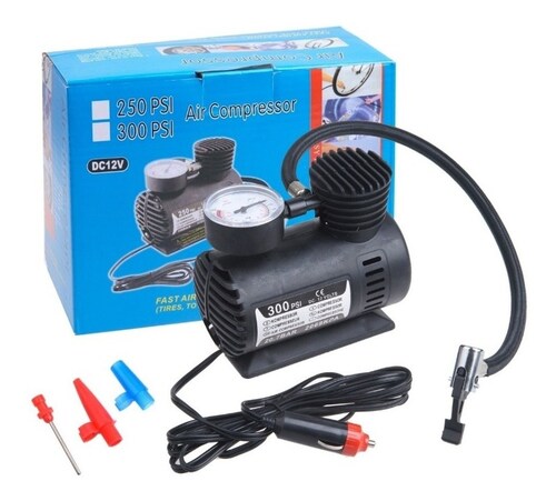Compresor de aire portátil, ideal para el auto y de emergencia.