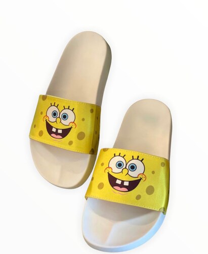SANDALIAS CASUALES TIPO SLIDE UNISEX DISEÑO BOB ESPONJA, PATRICIO, ARENITA.
