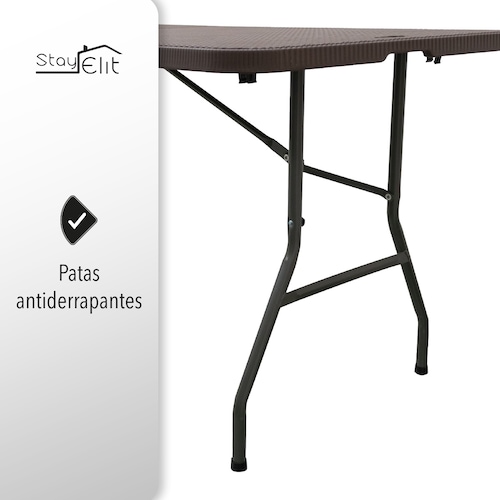 Mesa Plegable Portafolio Tipo Mimbre 1.80m Resistente