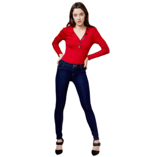 Jeans casuales marca Fergino para mujer, color azul oscuro, mod. 832206