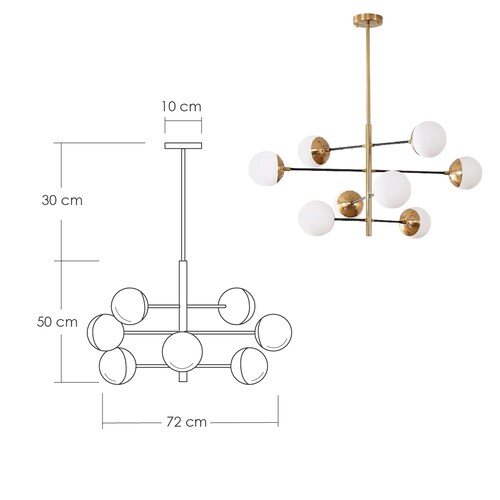 Lampara de techo estilo industrial Lámpara de araña sputnik 8 luces