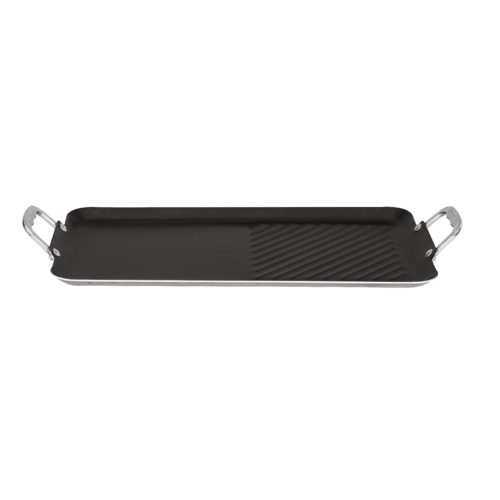 Parrilla doble quemador con grill Vasconia Básicos de Aluminio Color Plata con Duraflon PLUS