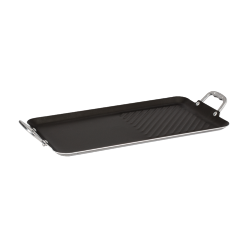Parrilla doble quemador con grill Vasconia Básicos de Aluminio Color Plata con Duraflon PLUS