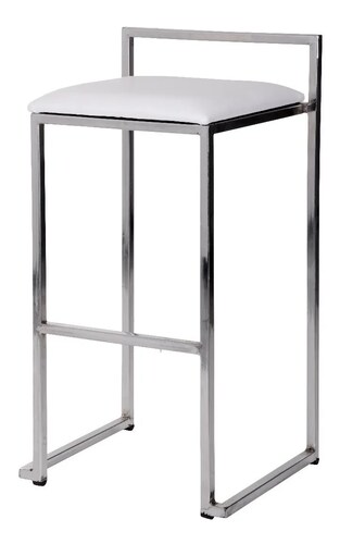Paquete De 4 Bancos Cubo Cromado-Blanco Barra Bar Lounge Eventos Salón Fiesta