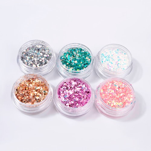 Adornos Para Uñas Set De 6 Piezas  Arte Decorativo Para Uñas Purpurina Glitter 
