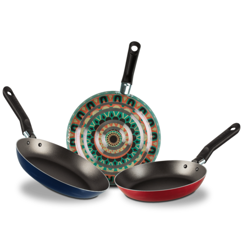 Juego de Sartenes Ekco Hippie Chic de 3 Piezas de Aluminio Varios colores con Duraflon de Alto Rendimiento