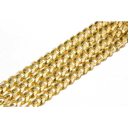 Cadena Tejido Barbado/cubano Oro 14 Kilates 60 Centímetros..