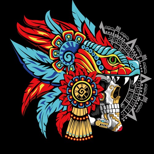 Playera Caballero- Cráneo Quetzalcóatl.