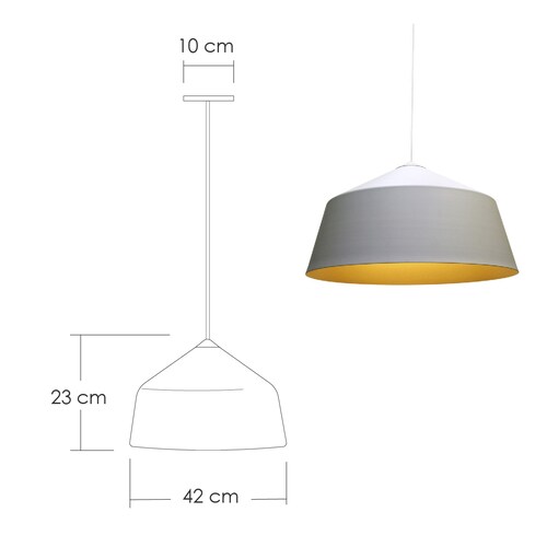 Lampara de techo colgante decorativa estilo nórdico 42 cm de diámetro Blanco con dorado