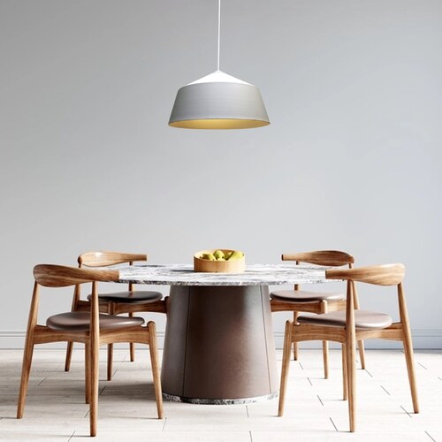 Lampara de techo colgante decorativa estilo nórdico 42 cm de diámetro Blanco con dorado