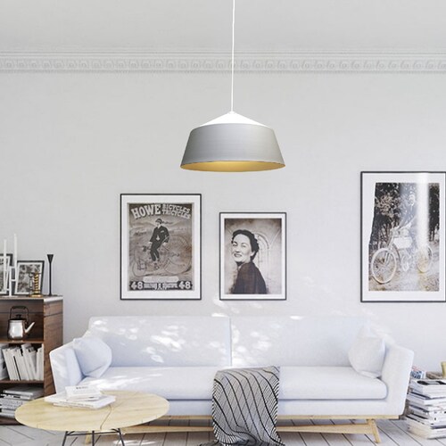 Lampara de techo colgante decorativa estilo nórdico 42 cm de diámetro Blanco con dorado