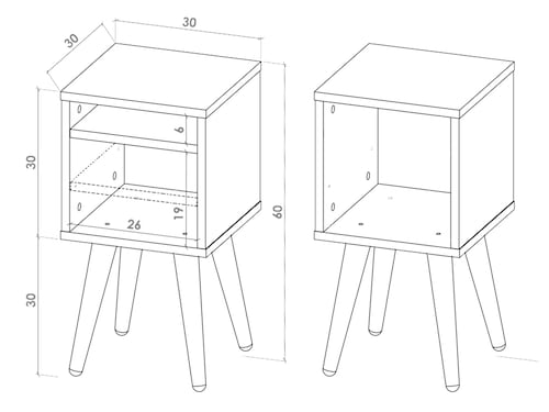 Juego De Burós Smart Hogare, Mesa De Noche  Practico y Moderno Blanco Nordico