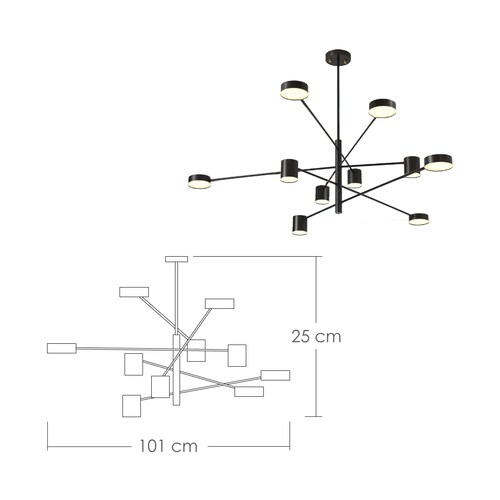 Lampara de techo estilo industrial hierro forjado negro lampara downlight 10 luces