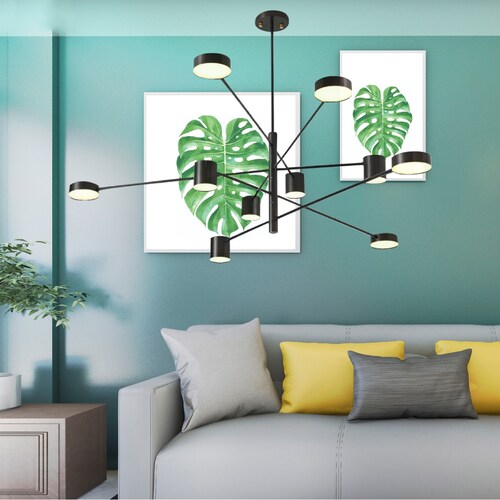 Lampara de techo estilo industrial hierro forjado negro lampara downlight 10 luces