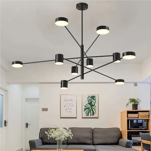 Lampara de techo estilo industrial hierro forjado negro lampara downlight 10 luces