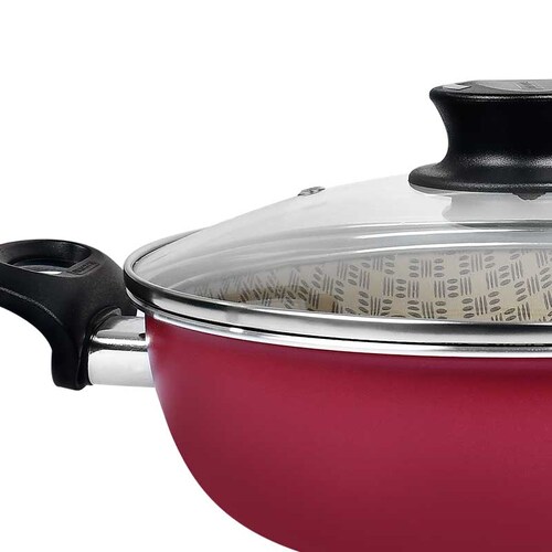 Arrocera Tramontina 20500/724 Paris Roja con Tapa de Vidrio 24 cm 2,8 L END2**
