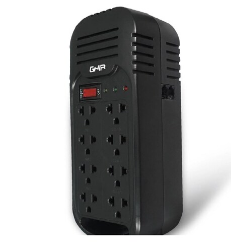 Regulador Voltaje 1300va 600w 8 Contactos Pantalla Pc Lap Casa Radio TV Cargador GVR-013