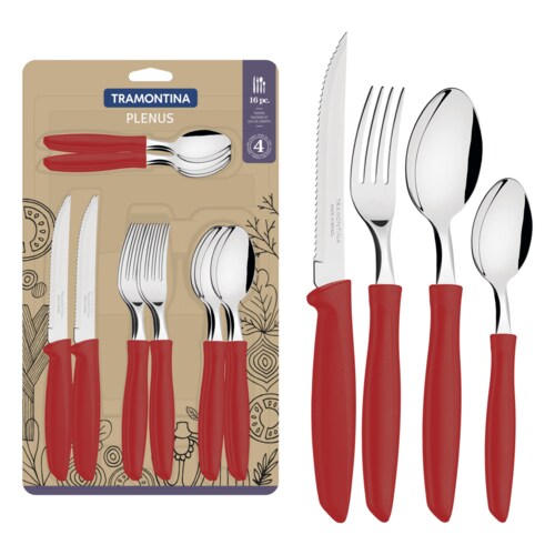 Juego de Cubiertos Tramontina 23498/701 Plenus Rojo 16 Piezas END1