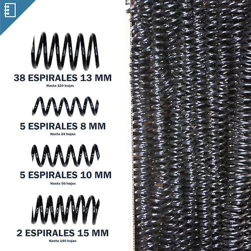  Engargoladora y Perforadora 12 Hojas A4 Arillos Plastico Espirales Pastas Incluidos