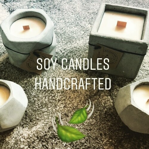 2 Velas aromaticas en CUBO de Concreto Monte Vitro con cera de Soya y pabilo de madera 