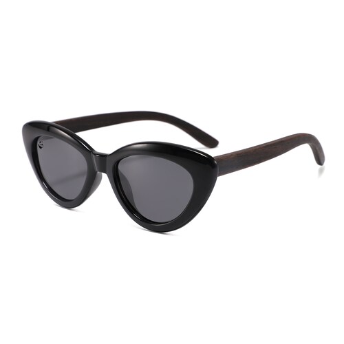 Lentes Gafas de Sol PANDAS para Mujer Dama Polarizados de Madera Ojo de Gato Cat Eye Oscuros UV400 Ajolote Negro