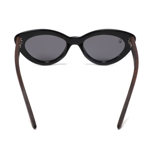 Lentes Gafas de Sol PANDAS para Mujer Dama Polarizados de Madera Ojo de Gato Cat Eye Oscuros UV400 Ajolote Negro