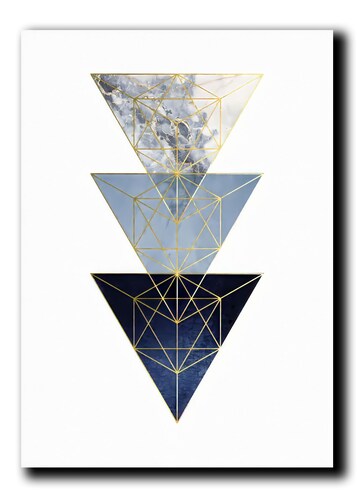 Cuadros Decorativos Set de 3 pzs figuras geométricas moderno Azul 40 X 60 cm