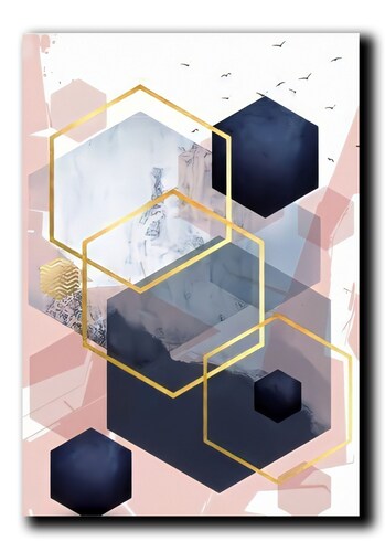 Cuadros Decorativos Set de 3 pzs figuras geométricas moderno Rosa 40 X 60 cm