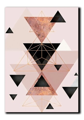Cuadros Decorativos Set de 3 pzs figuras geométricas moderno Rosa 40 X 60 cm