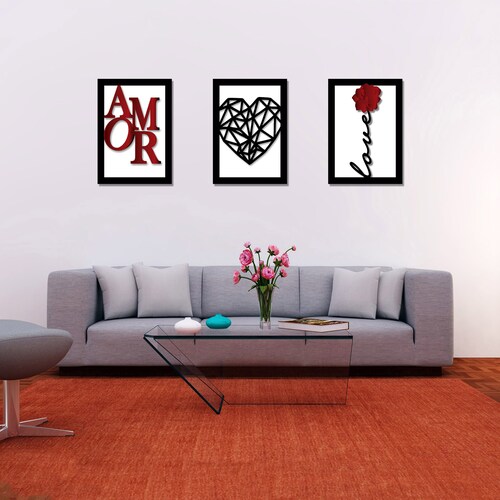 Cuadros Decorativos Set de 3 pzs amor moderno 40 X 60 cm