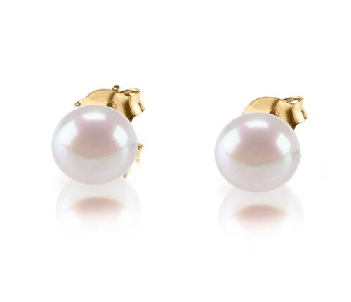 Aretes Perla Cultivada Oro 14k A026.